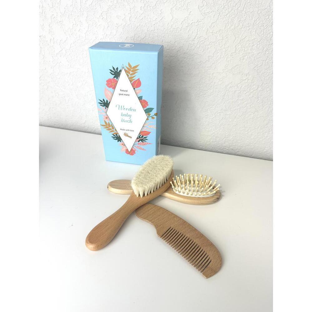 Tokcom Baby/Toddler Hairbrush Set with soft Goat bristles